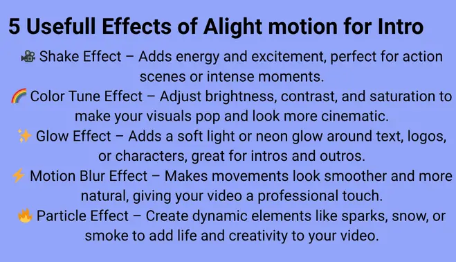 alight motion useful effects for intro videos