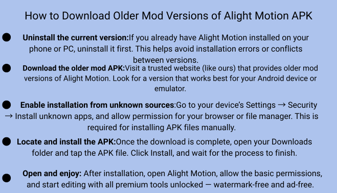 How to Download & Install older versions of alight motion