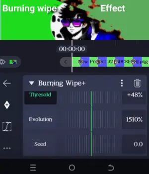 Burning wipe effect image using alight motion