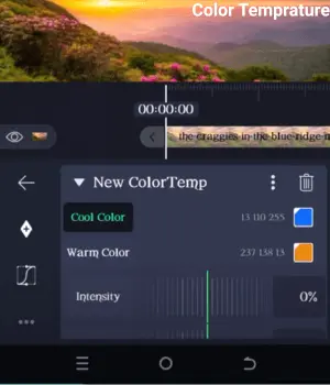 color temperature effect image using alight motion