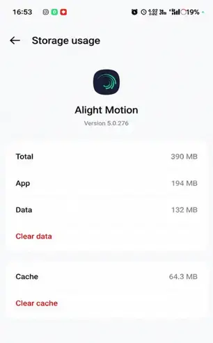 Alight Motion Mod APK Latest V 5.0.277 (2026) – Pro Unlocked, No Watermark 15 For clearing cache clear cache of alight motion app in app info section